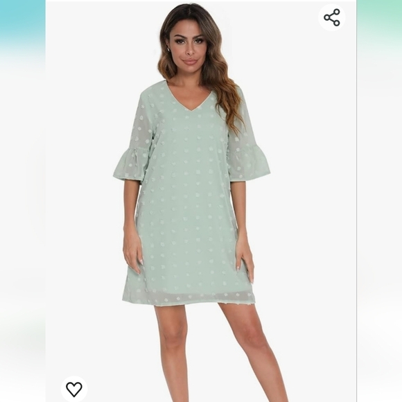⭐️40% Off⭐️ Mint Chiffon Polka Dot Shift Dress - Picture 13 of 14